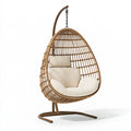Hängesessel 105 x 95 x 195 cm Rattan Braun mit Metallgestell für Innen- und Außenbereich