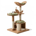 Kratzbaum 60 x 60 x 150 cm Holz Naturgrün mit Sisal und Liegeflächen