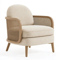 Sessel 75 x 80 x 85 cm Beige Naturholz Rattan gepolstert im Retro-Stil