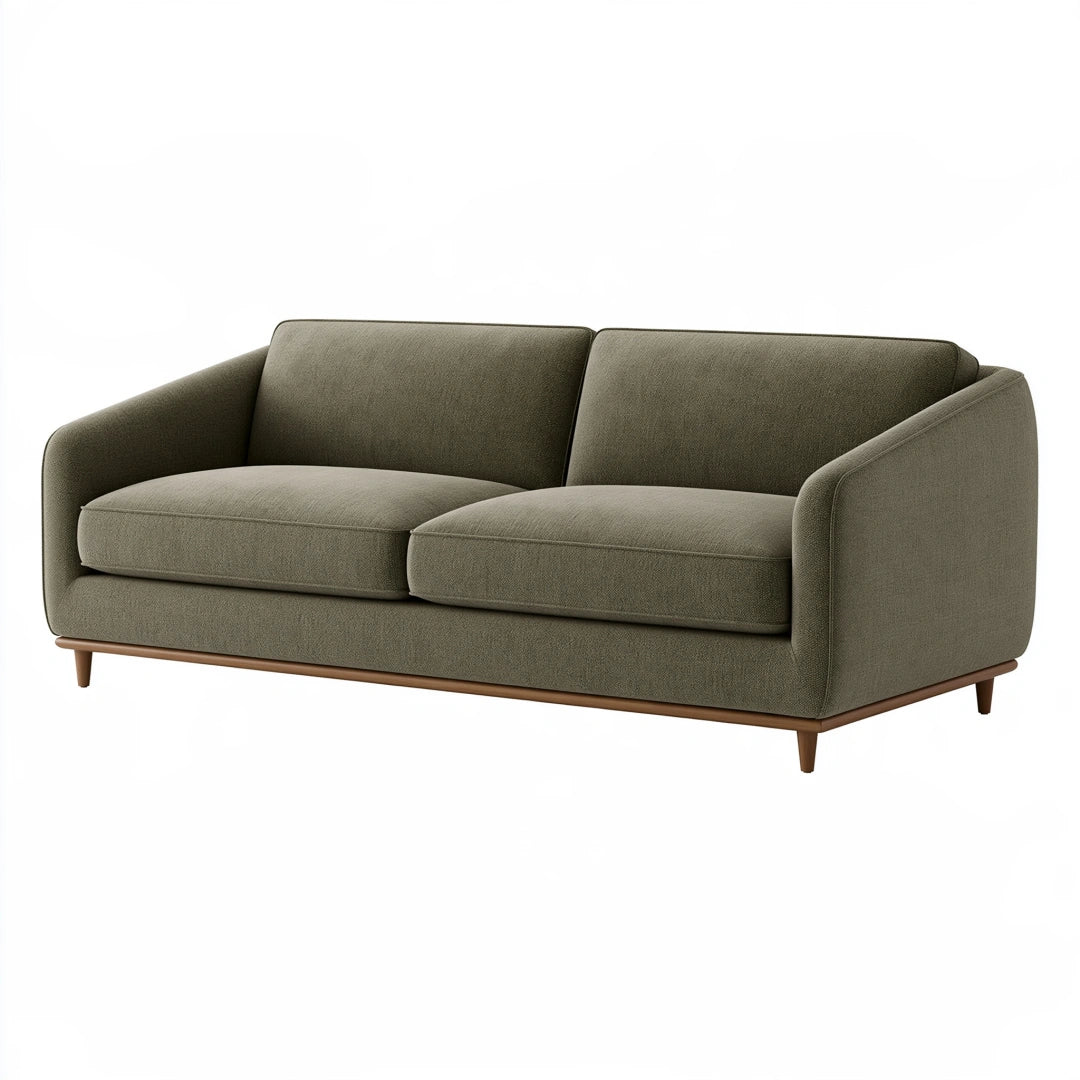 2-Sitzer Sofa 170 x 90 cm olivgrüner Stoff mit Holzfüßen skandinavisch