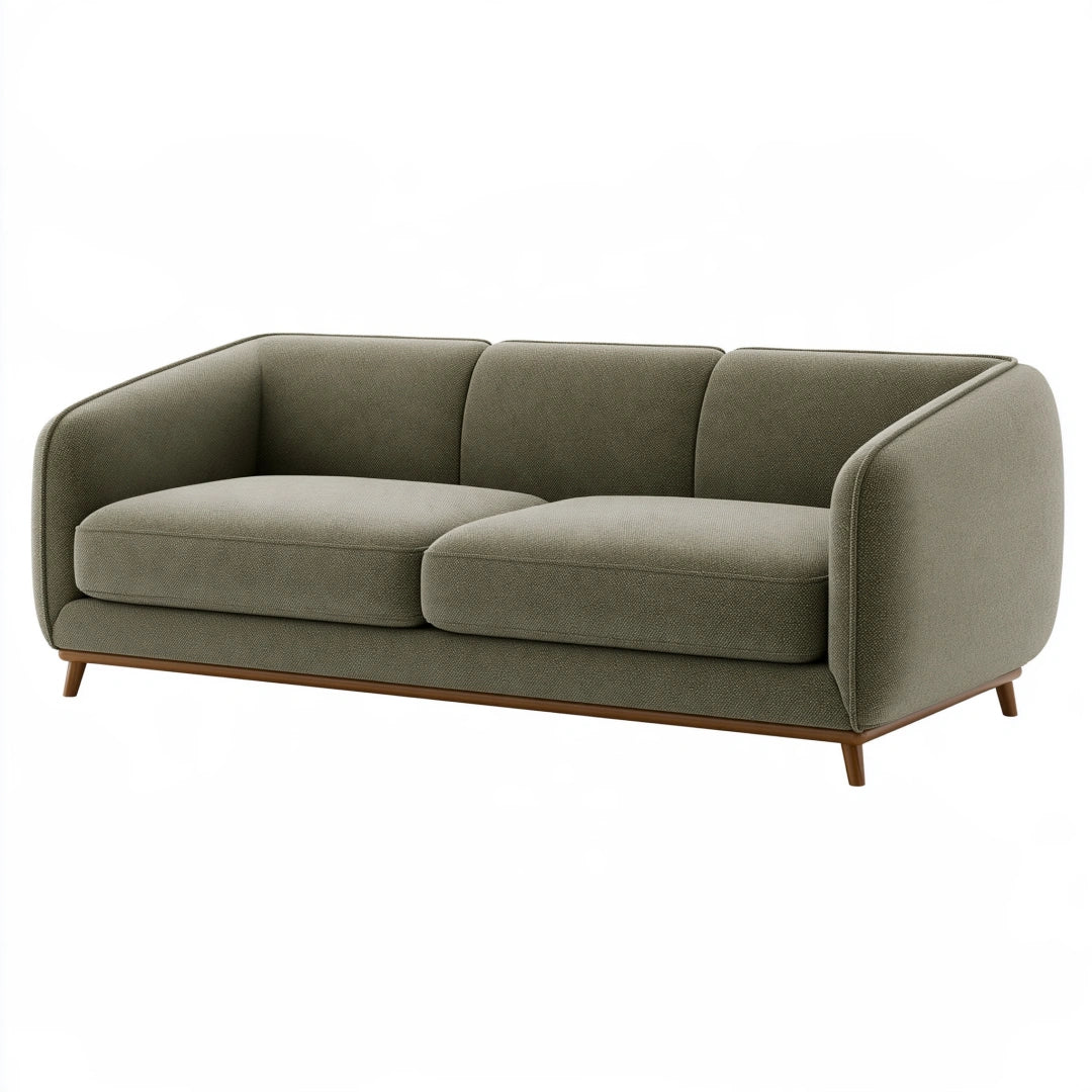 2-Sitzer Sofa 190 x 85 x 78 cm aus Stoff in Olivgrün mit Holzfüßen
