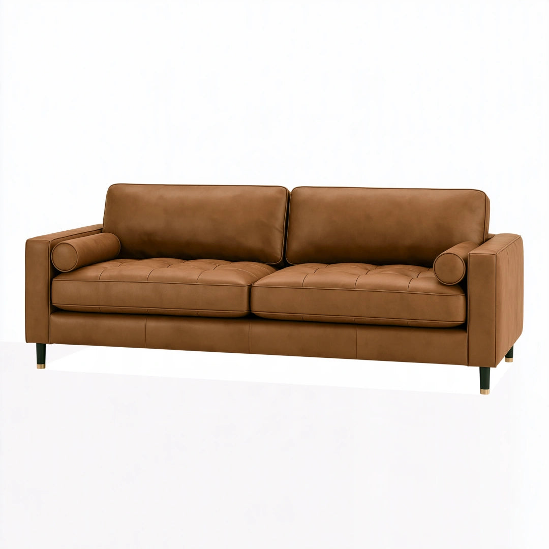 3-Sitzer Sofa 220 x 90 x 85 cm aus braunem Kunstleder im modernen Stil