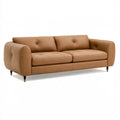 3-Sitzer-Sofa 220 x 95 x 82 cm cognacfarbener Bezug in Lederoptik mit Knopfheftung