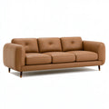 3-Sitzer Sofa 220 x 92 x 82 cm Kunstleder Cognac Wohnzimmer Retro