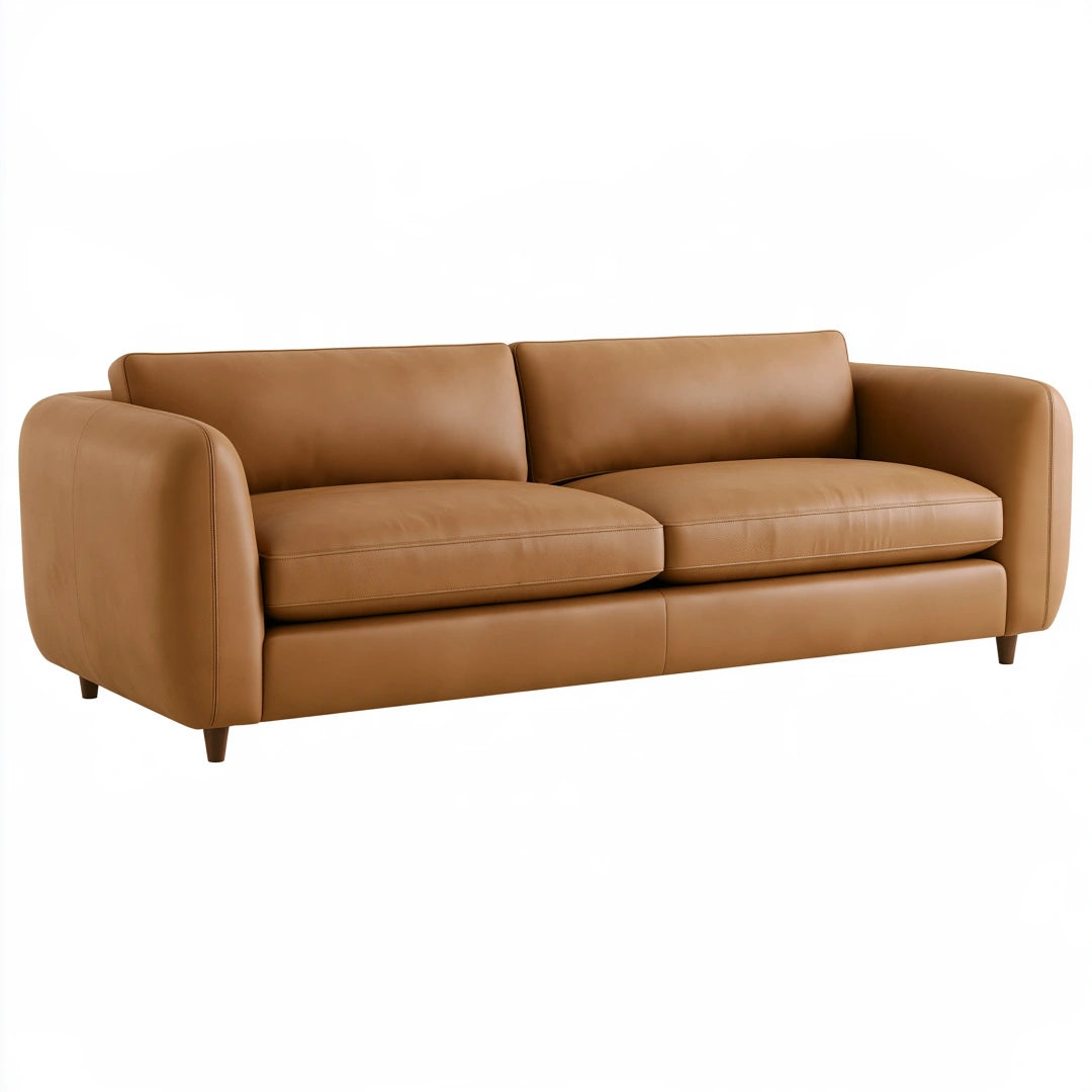 2-Sitzer Sofa 220 cm Kunstleder Cognac modernes Wohnzimmermöbel