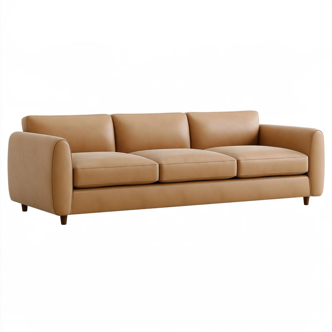 3-Sitzer Sofa 225 cm Kunstleder Camel Modernes Wohnzimmer