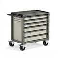 Werkzeugwagen 77 x 46 x 97 cm aus Stahl Grau Schwarz mit 7 Schubladen und Rollen