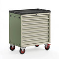 Werkzeugwagen 80 x 45 x 95 cm Stahl Olivgrün mit 7 Schubladen und Rollen