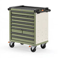 Werkzeugwagen 90 x 50 x 100 cm aus Stahl Olivgrün mit 11 Schubladen mobiler Werkstattwagen