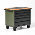 Werkzeugwagen 80 x 45 x 90 cm Stahl Holz Schwarz Olivgrün mit 5 Schubladen